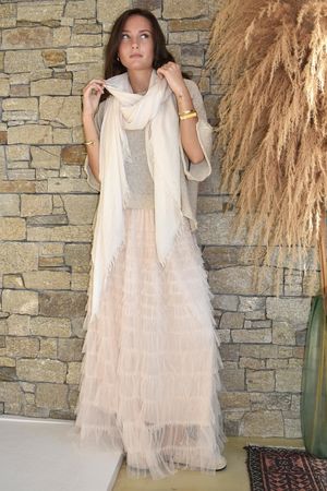 Bowie Mesh Midaxi Skirt Plain Vintage Magnolia 